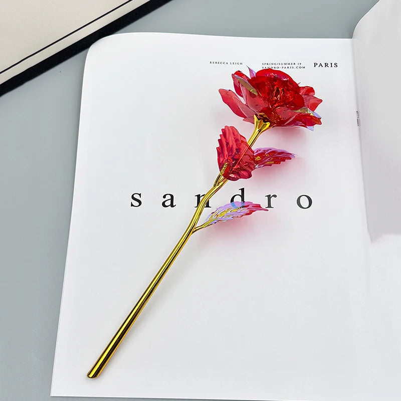 Rosa Galáxia Banhada a Ouro + Caixa Bônus