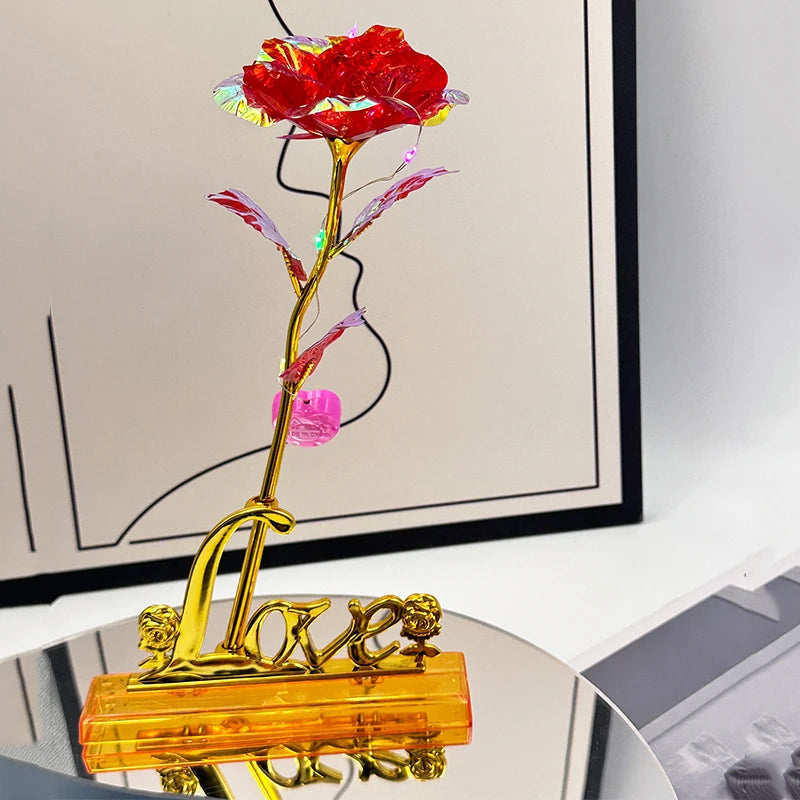 Rosa Galáxia Banhada a Ouro + Caixa Bônus
