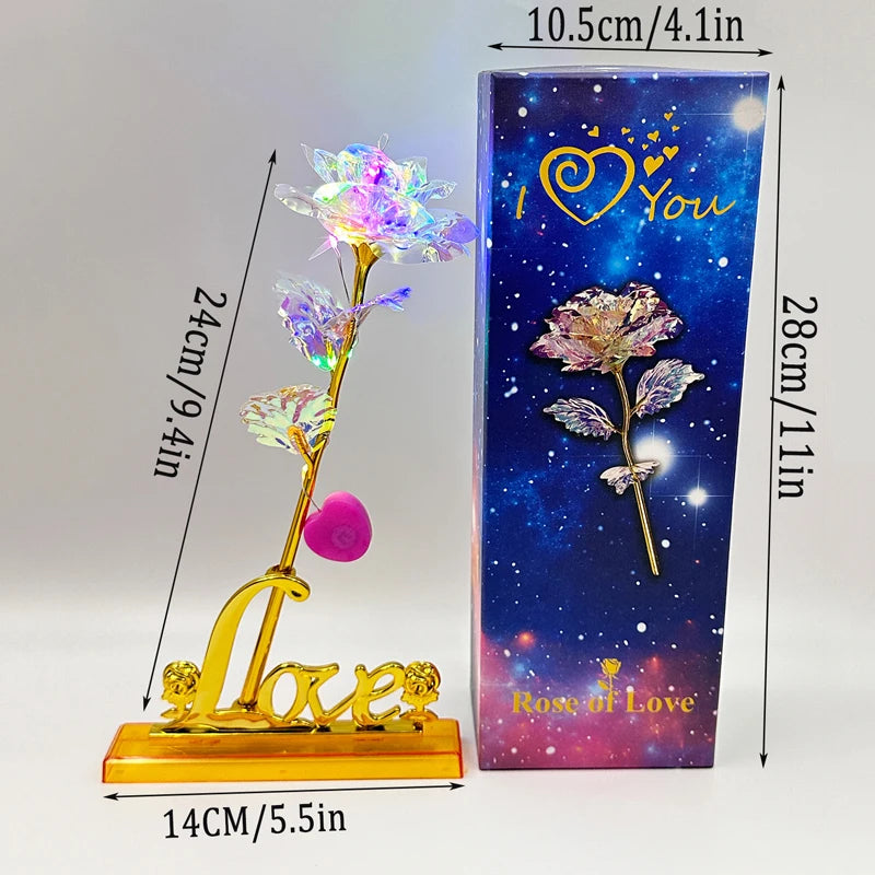 Rosa Galáxia Banhada a Ouro + Caixa Bônus