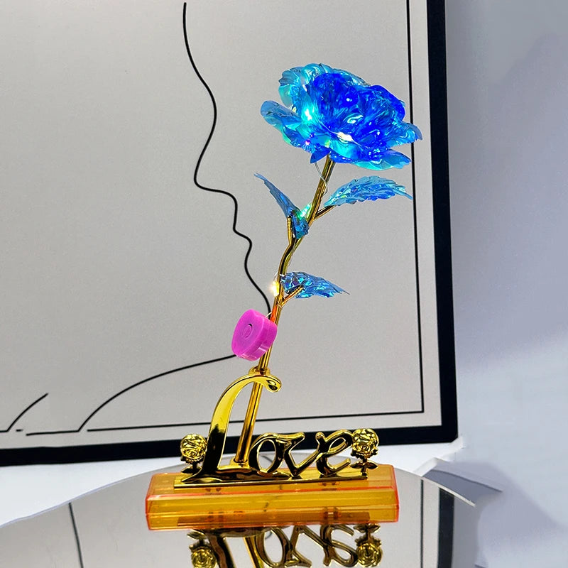 Rosa Galáxia Banhada a Ouro + Caixa Bônus