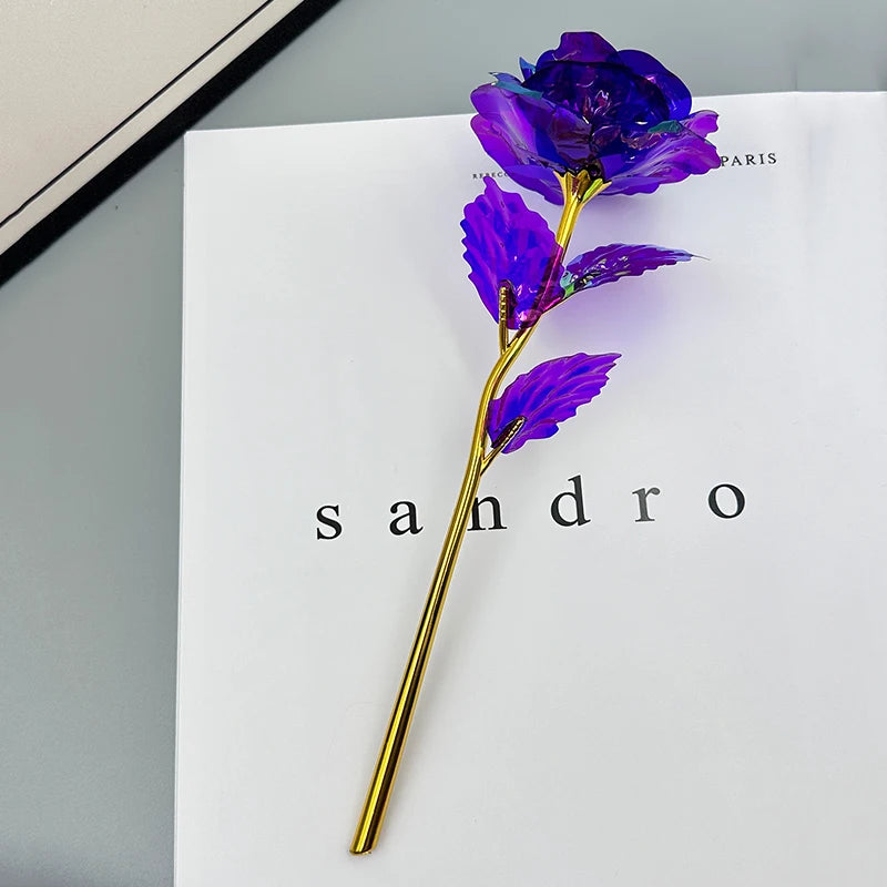 Rosa Galáxia Banhada a Ouro + Caixa Bônus
