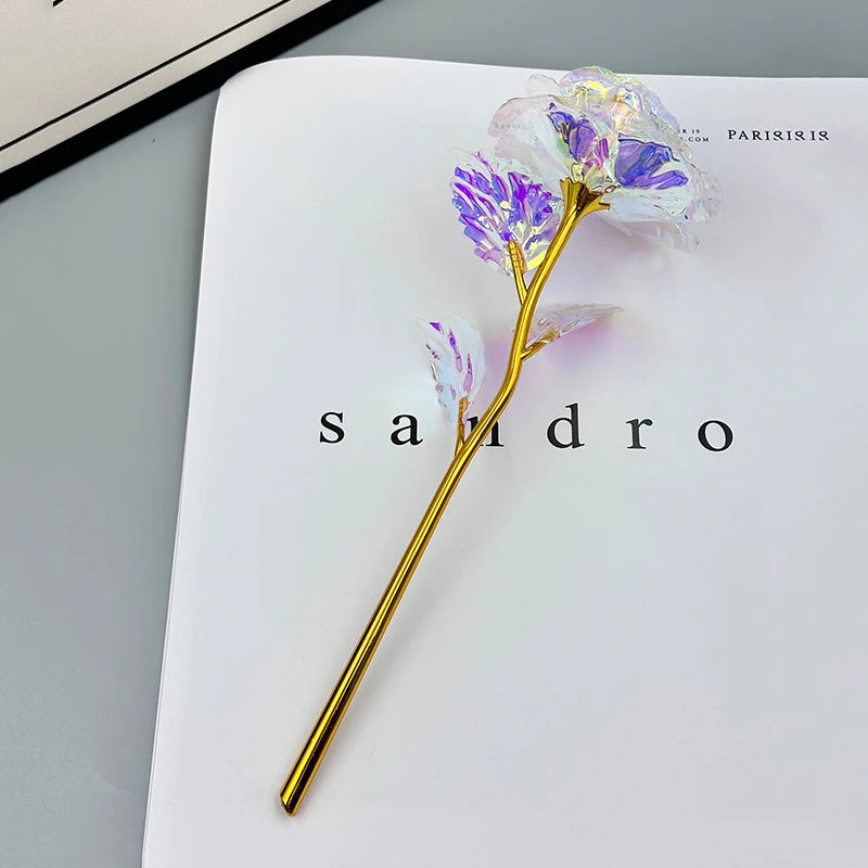 Rosa Galáxia Banhada a Ouro + Caixa Bônus