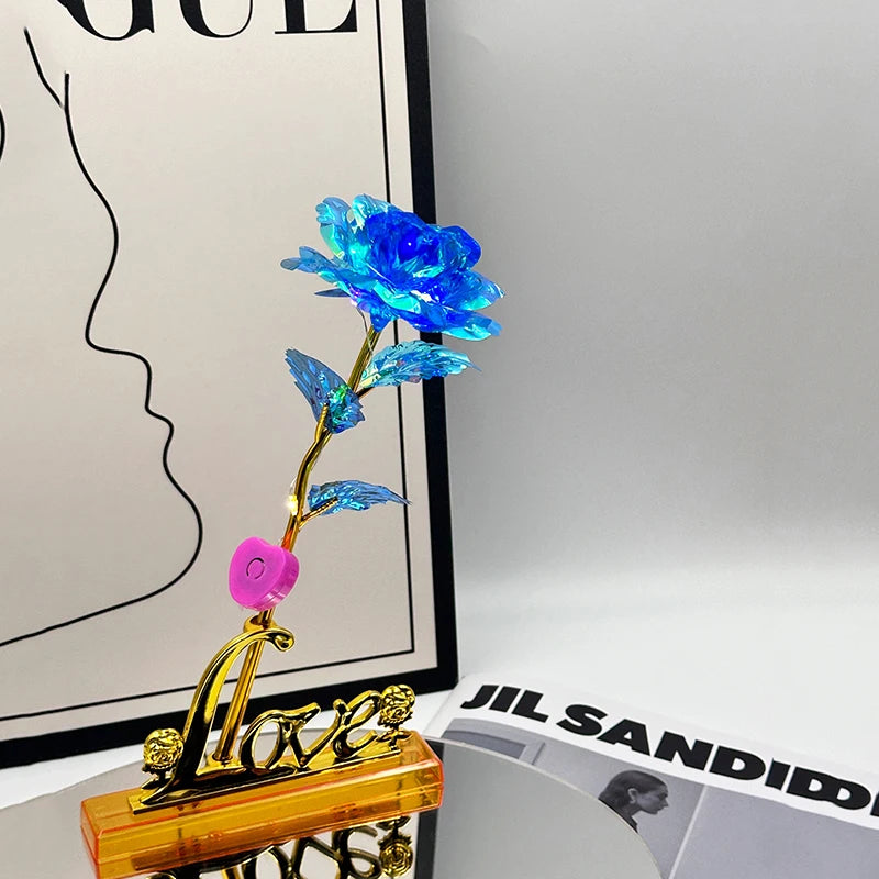 Rosa Galáxia Banhada a Ouro + Caixa Bônus